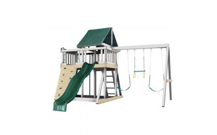 Kidwise Congo Monkey Playsystems  #1 Swing Set in White & Sand with Green Accessories